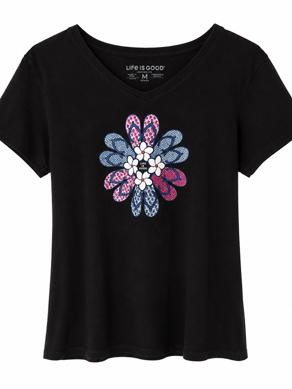Life is Good Women's V-Neck Floral Graphic Tee